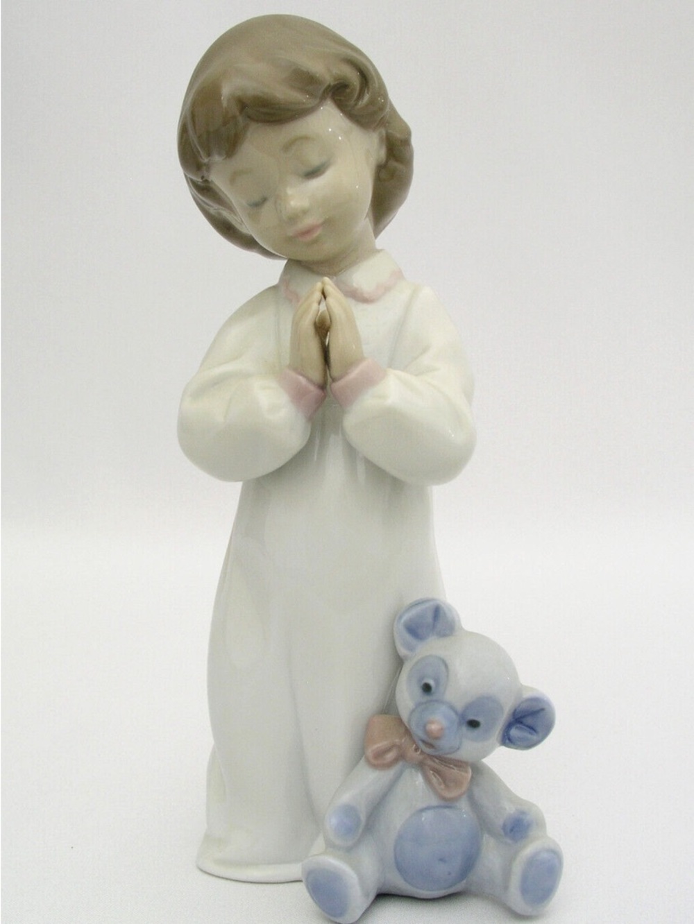 Lladro Night Time Blessings Child Praying Gracias Senor Teddy Porcelain Figurine